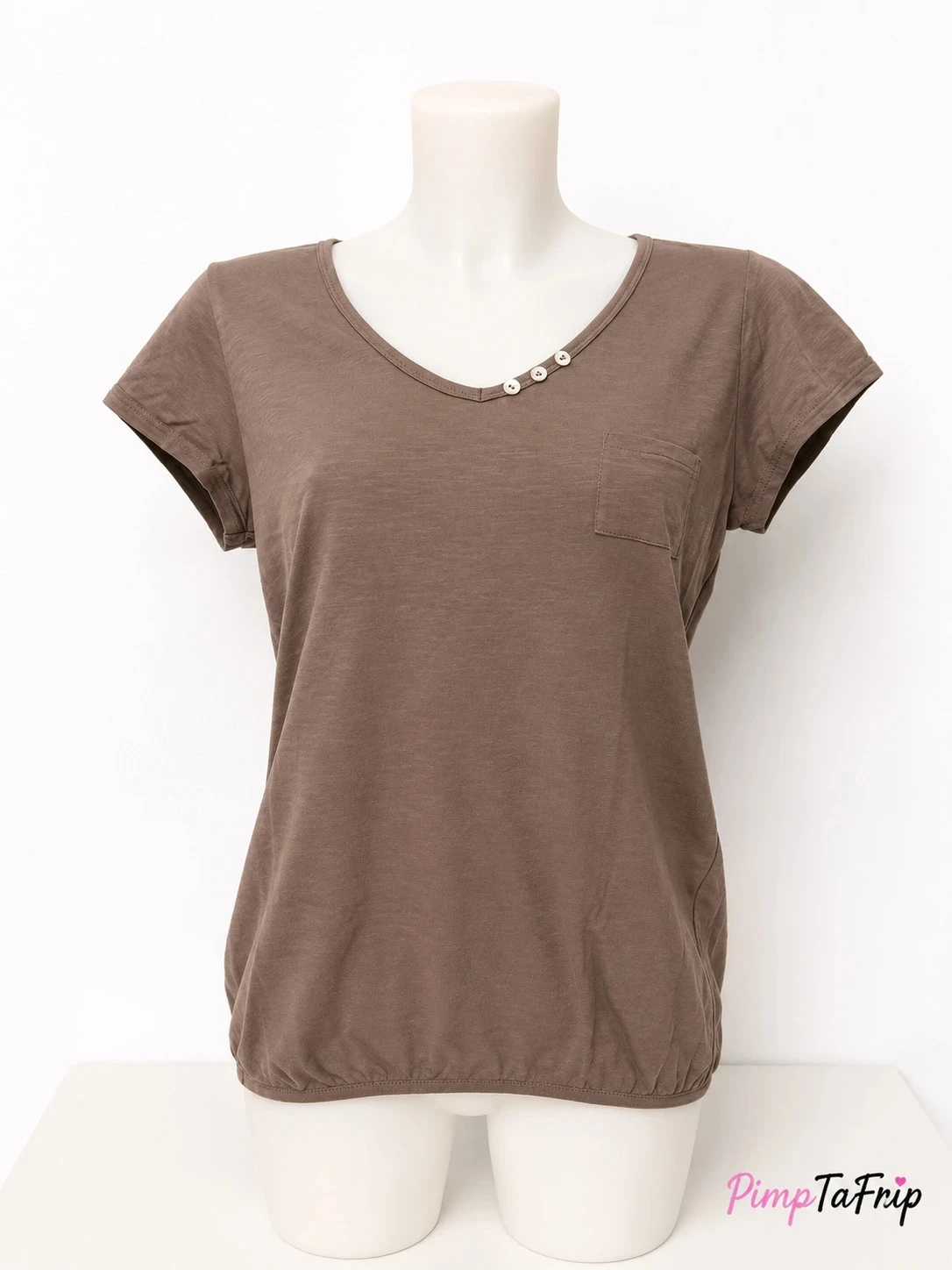 T-shirt K Woman femme 100 % coton taupe – Taille XL